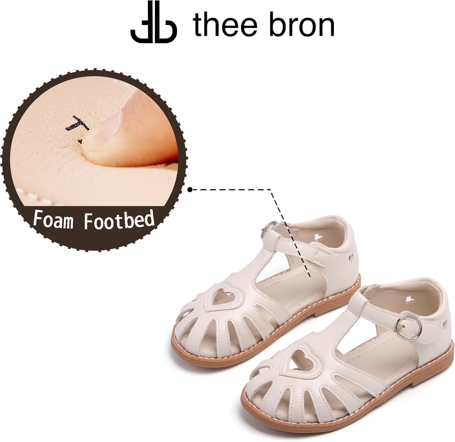 THEE BRON Toddler Girls Closed-Toe Sandals Sweet Retro Cutout Summer Dress Shoes