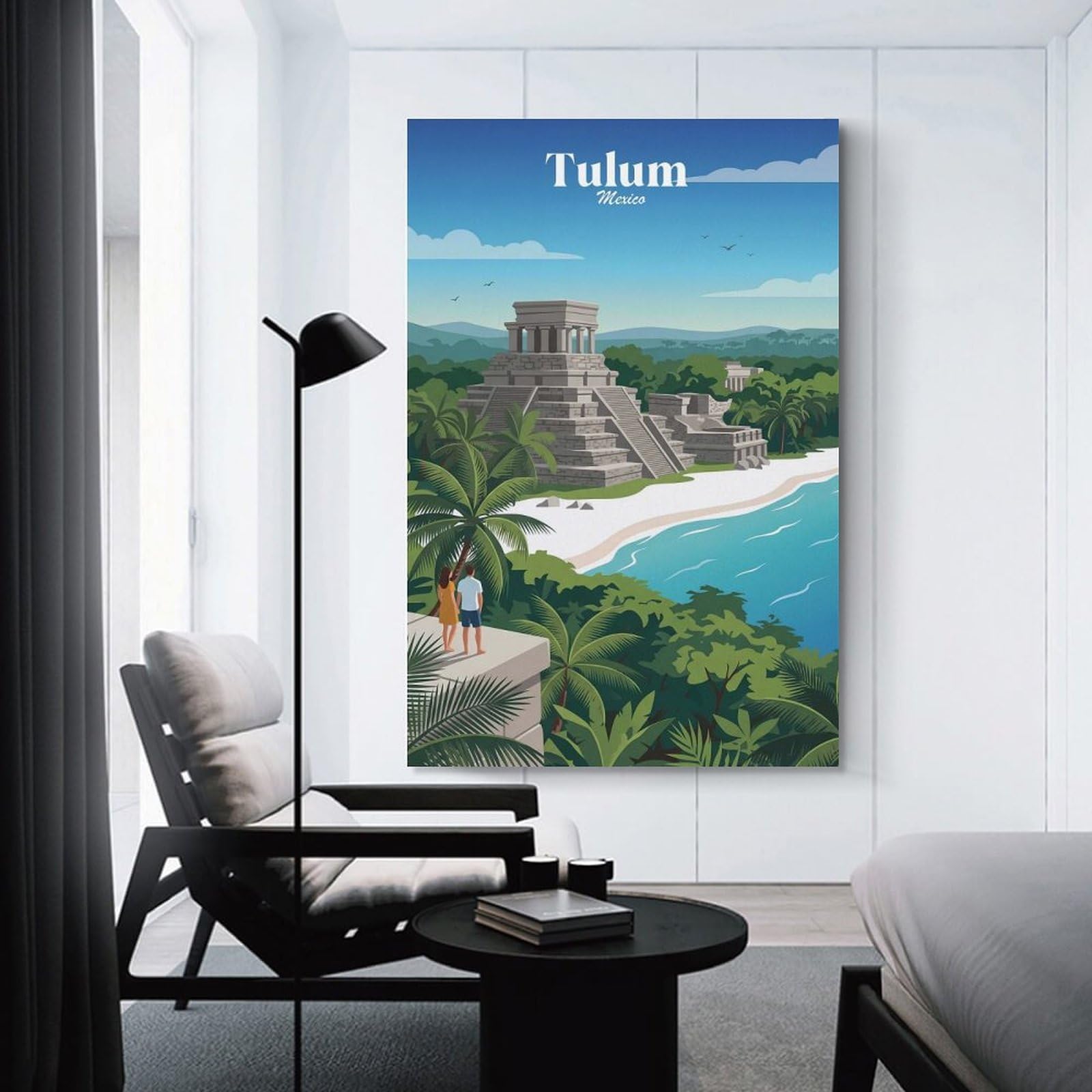 Junmoney Tulum Mexico Mayan Ruins Beach Canvas Wall Decor, 20x30inch(50x75cm), for Art Walls, Layered Displays Or Homes, Home Wall Art for Statement Displays