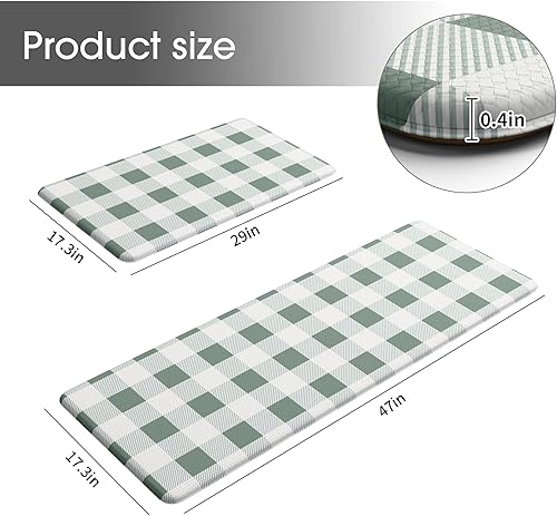 Miniatura 17 de MAYHMYO 2 alfombras antifatiga, antideslizantes, impermeables, acolchadas, color blanco y negro, cómodas alfombrillas de cocina para piso, casa