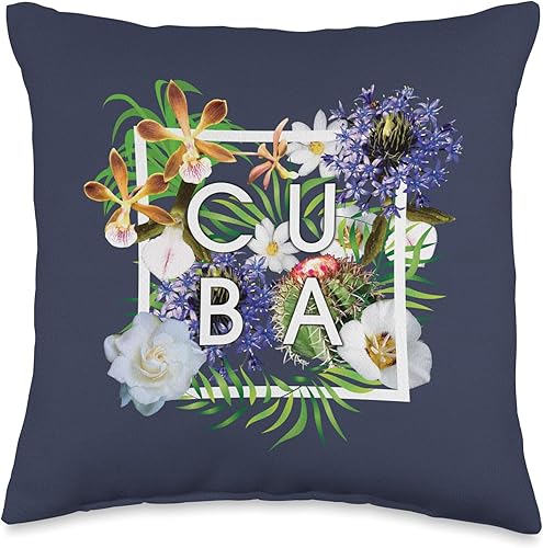 Family Heritage Gifts - Almohada de diseño de flores de Cuba (16.0 x 16.0 in), multicolor