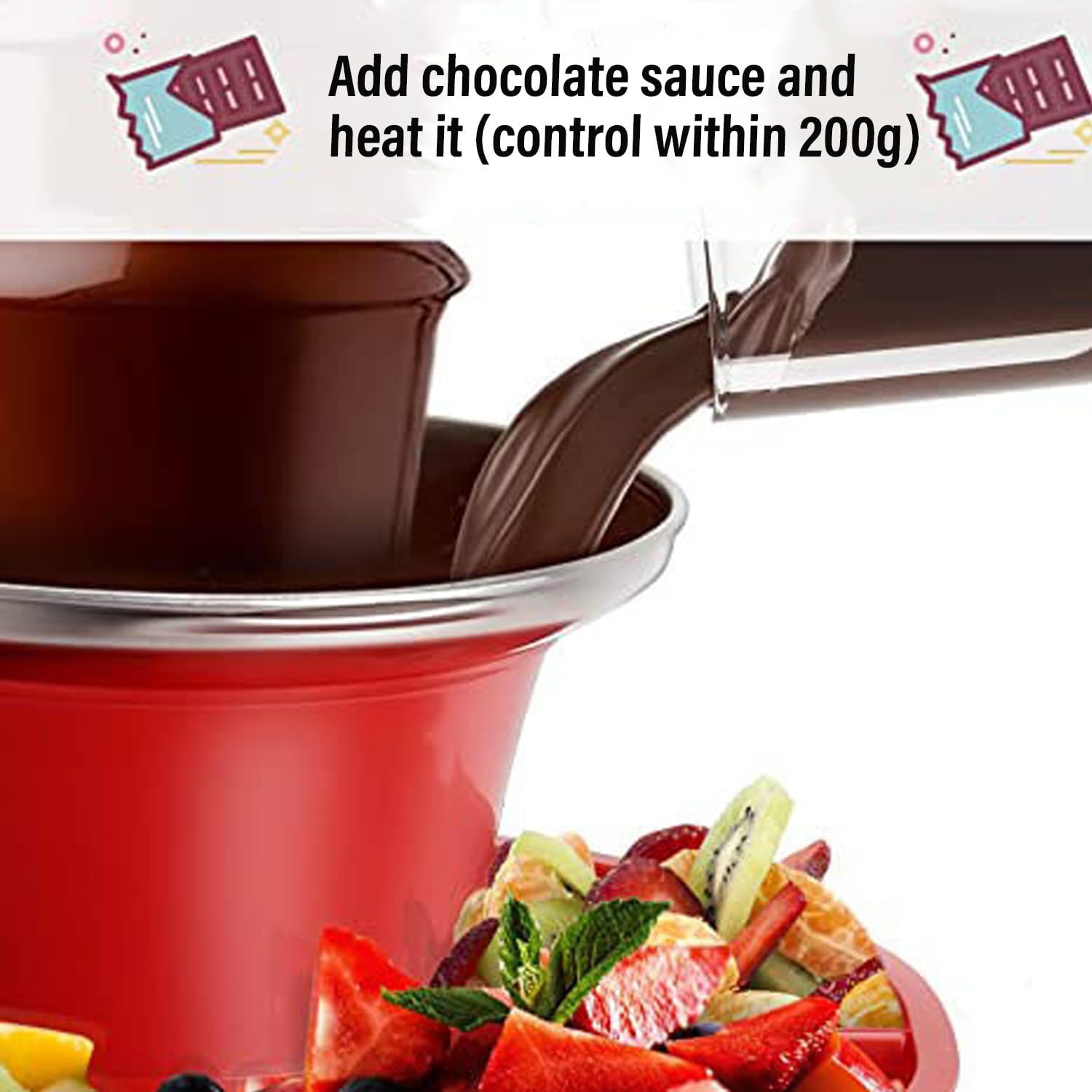3 Tier Electric Chocolate Sauce Fountain,Melting Machine Chocolate Sauce Fondue Fountain Set,Detachable Mini Chocolate Chocolate Fondue for Party Games Night Christmas Halloween