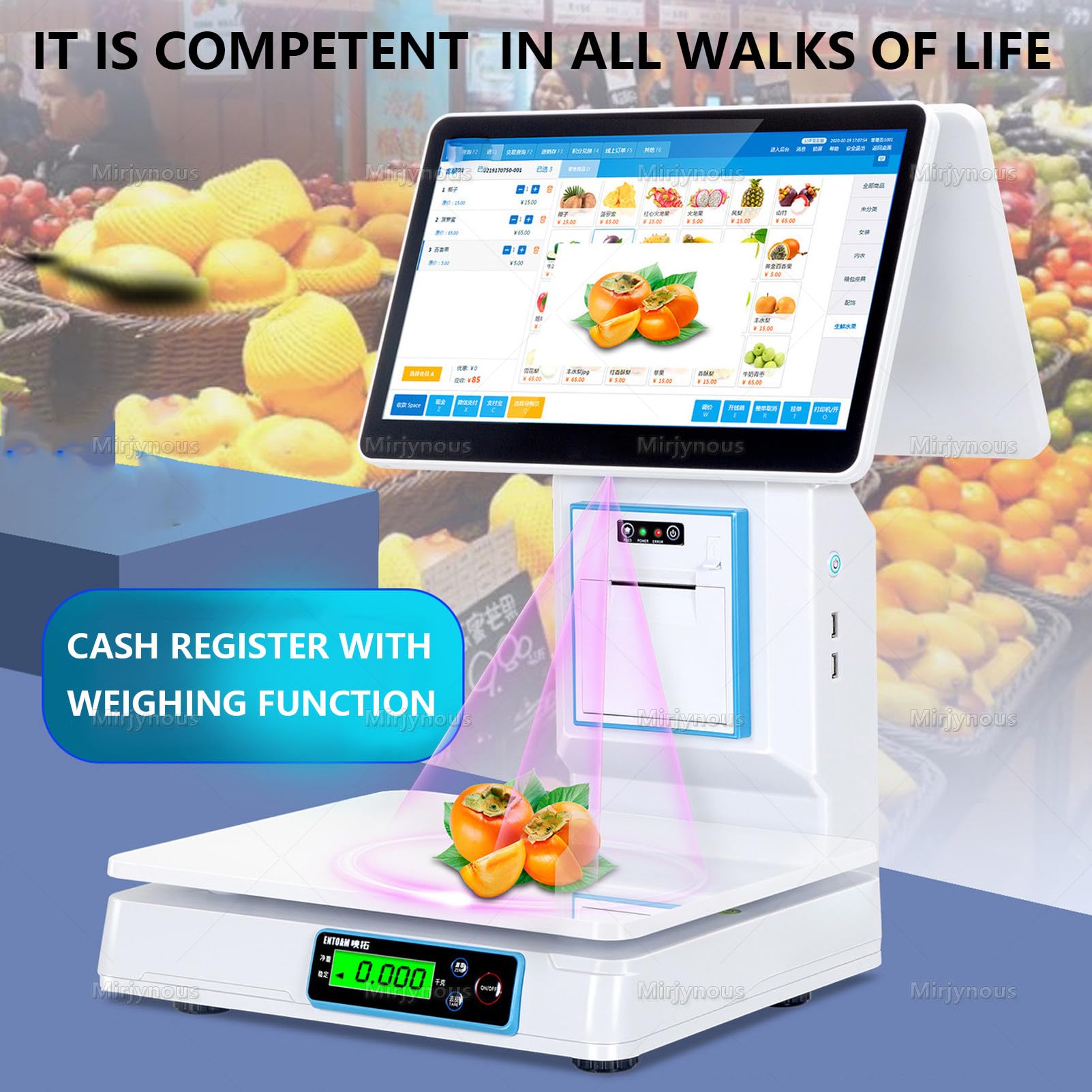 POS-System mit Waage für den Einzelhandel, Digitale Barcode-Waagen DualScreen