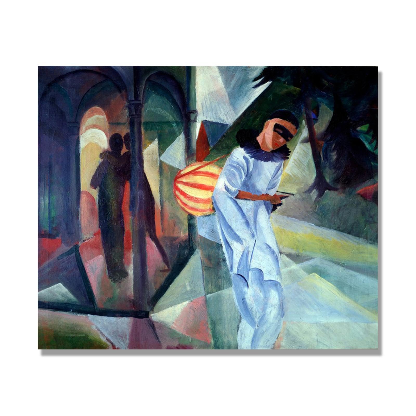 NHLDZYH August Macke Prints, (bez tytułu 3), reprodukcje słynnych obrazów, abstrakcyjny obraz artystyczny do salonu sypialni wystrój domu. 30 x 36 cm - tylko płótno