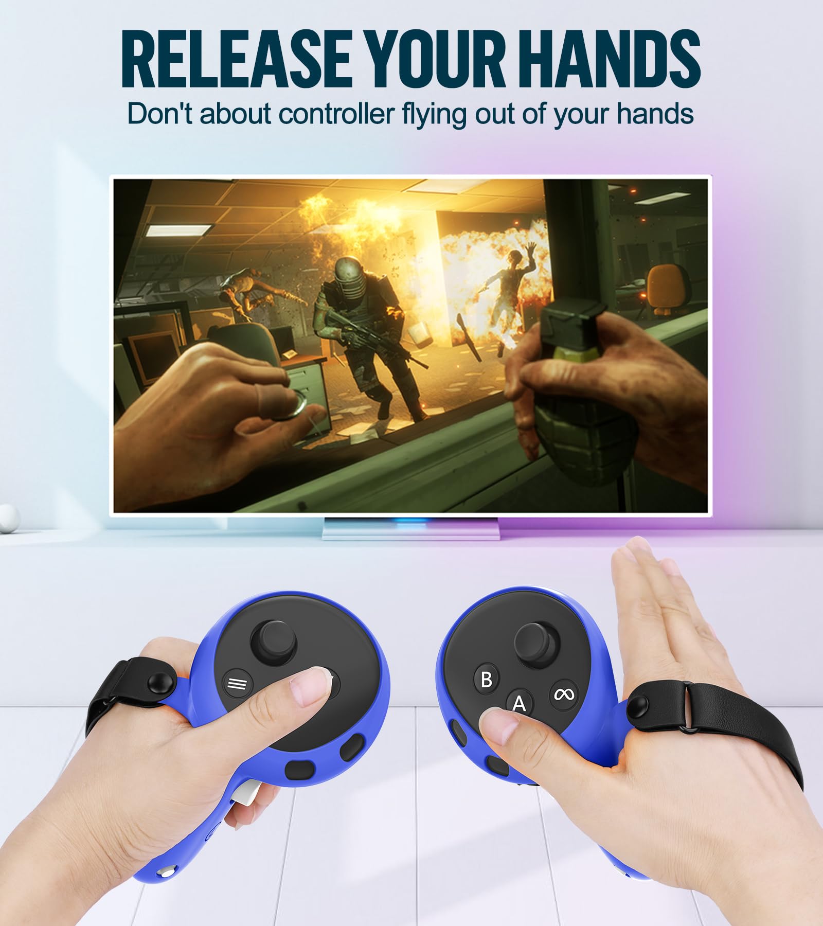 Juego de funda de silicona compatible con Oculus/Meta Quest 3, accesorios de realidad virtual, funda protectora incluye empuñaduras de controlador, cubierta frontal para auriculares y cubierta facial,