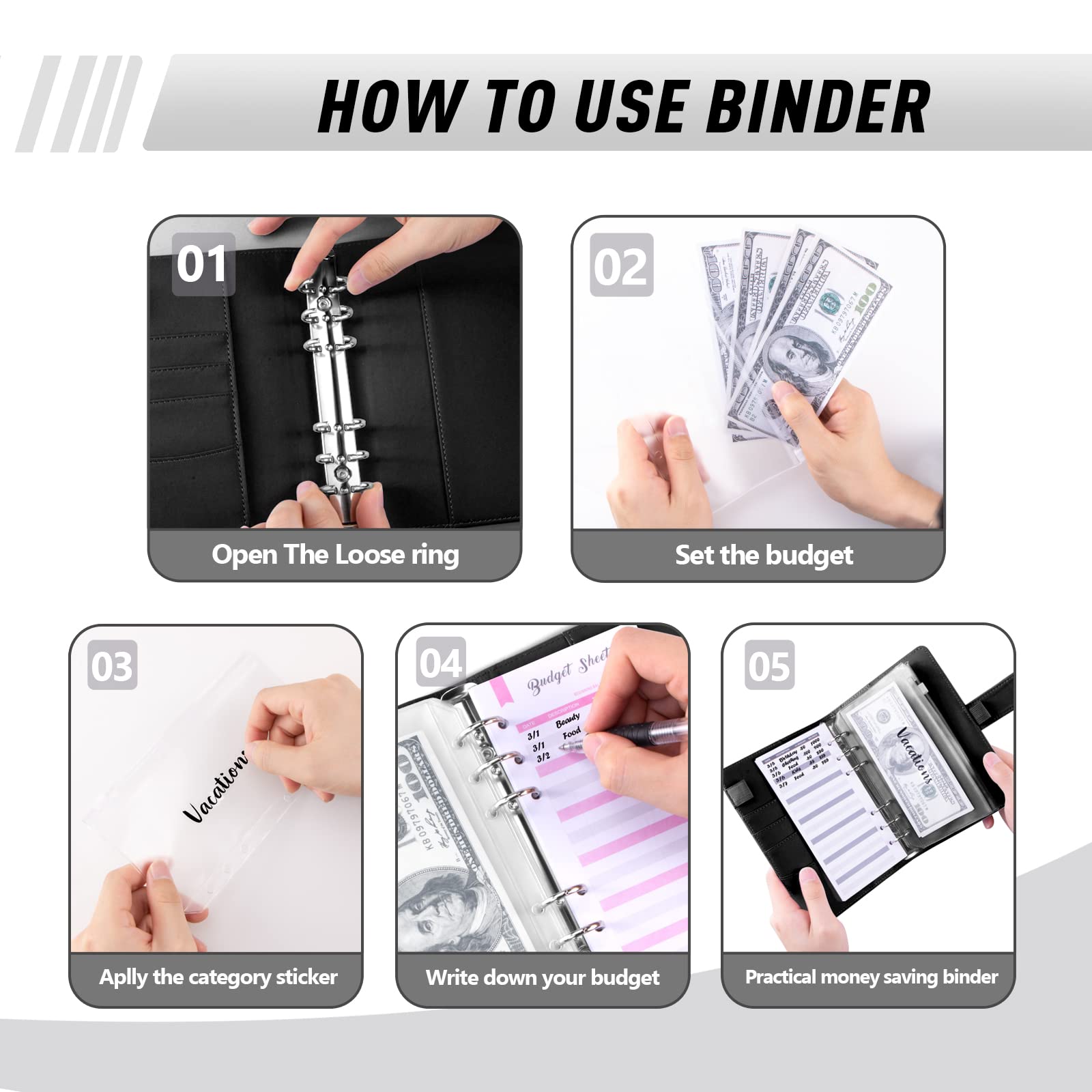 Buy Nicecho Budget Binder, Money Organizer Cash Envelopes for Budgeting