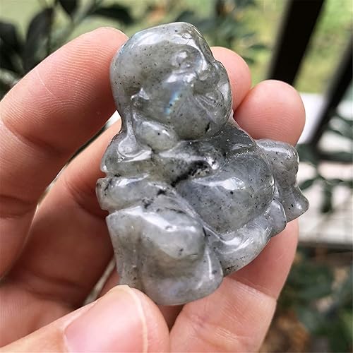 Vista 7 de Fekuar Estatua de Buda Feliz de Aventurina Roja, tallada a mano Maitreya Laughing Buda, escultura de bolsillo de cristal curativo de 1.5 pulgadas