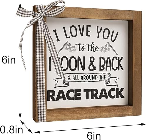 Miniatura 6 de Decoración de pared con temática de automóvil de 6 x 6 pulgadas, con texto en inglés "I Love You To The Moon And Back And All Around The Race