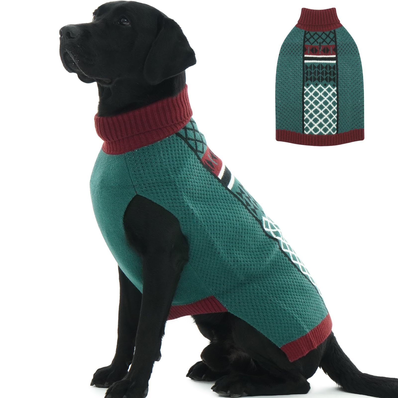 Hundepullover für große Hunde, warmer Rollkragenpullover für kaltes Wetter, Winter-Herbstpullover mit Loch für die Leine für den täglichen Spaziergang, gemütliche Strickwaren für drinnen und