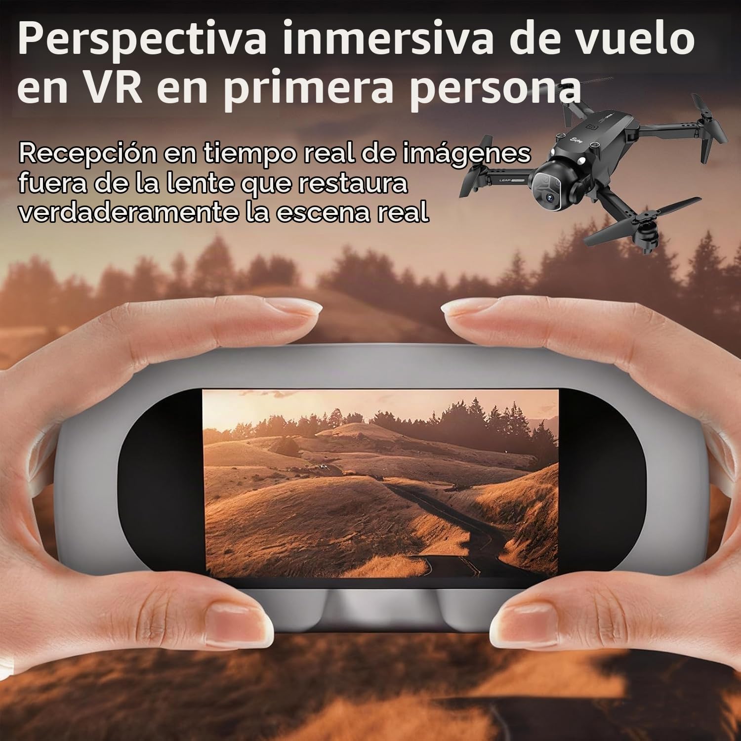 OBEST Drone con Cámara y Gafas VR, Mini Dron FPV Plegable | Doble Camara 2 Baterías, Giro 360 Modo Sin Cabeza, Gesto Foto/Vídeo, Aterrizaje con un solo clic, RC Helicóptero para Adulto