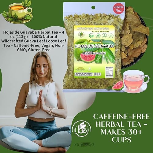 Miniatura 4 de Hojas de Guayaba - Té de hierbas  4 oz (113 g)  Té de hojas sueltas de hoja de guayaba 100% natural natural  Sin cafeína, vegano, sin OMG, sin