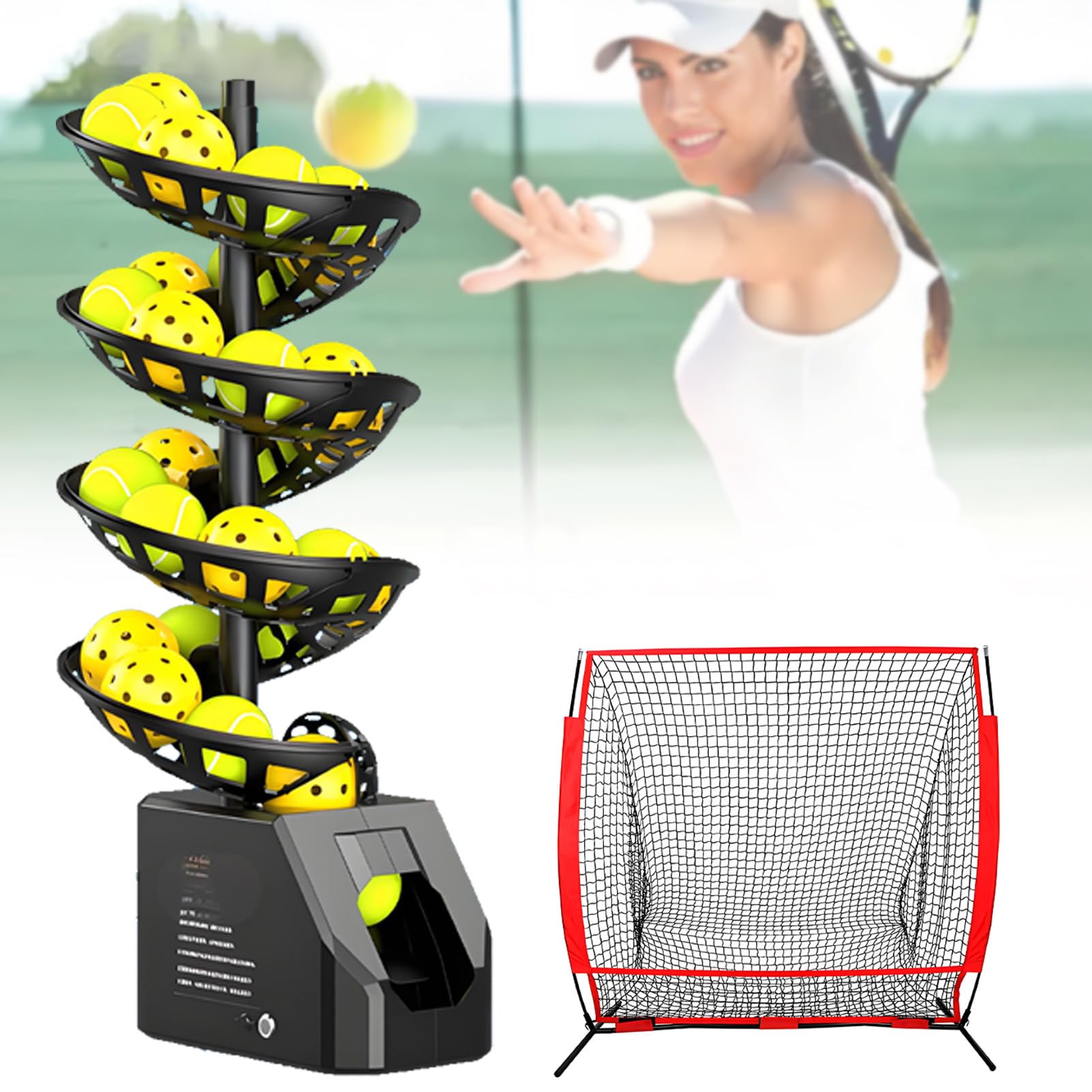 Lanciapalle da Tennis, lanciapalle Automatico, con Telecomando, Facile da Usare, per Allenamento/Allenamento. C