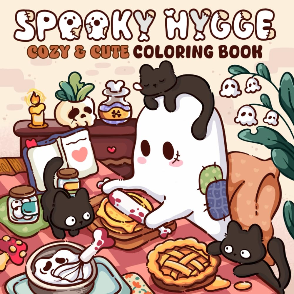Spooky Hygge: A Cozy Hygge and Spooky Coloring Book for Adults and Teens with Adorable Designs for Relaxation and Stress Relief
