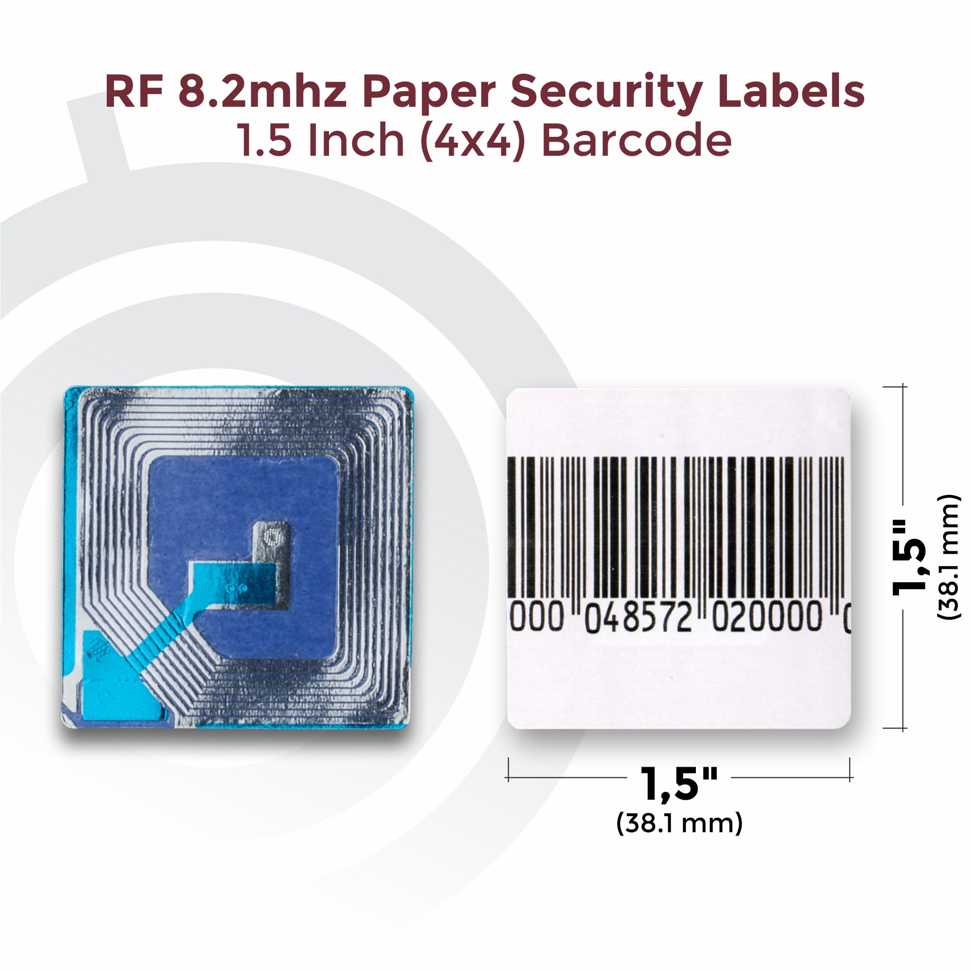 1000 Paper Security Labels 1.5 X 1.5 Inch RF 8.2Mhz White w/Fake 1000 Paper Security Labels 1.5 X 1.5 Inch RF 8.2Mhz White w/Fake