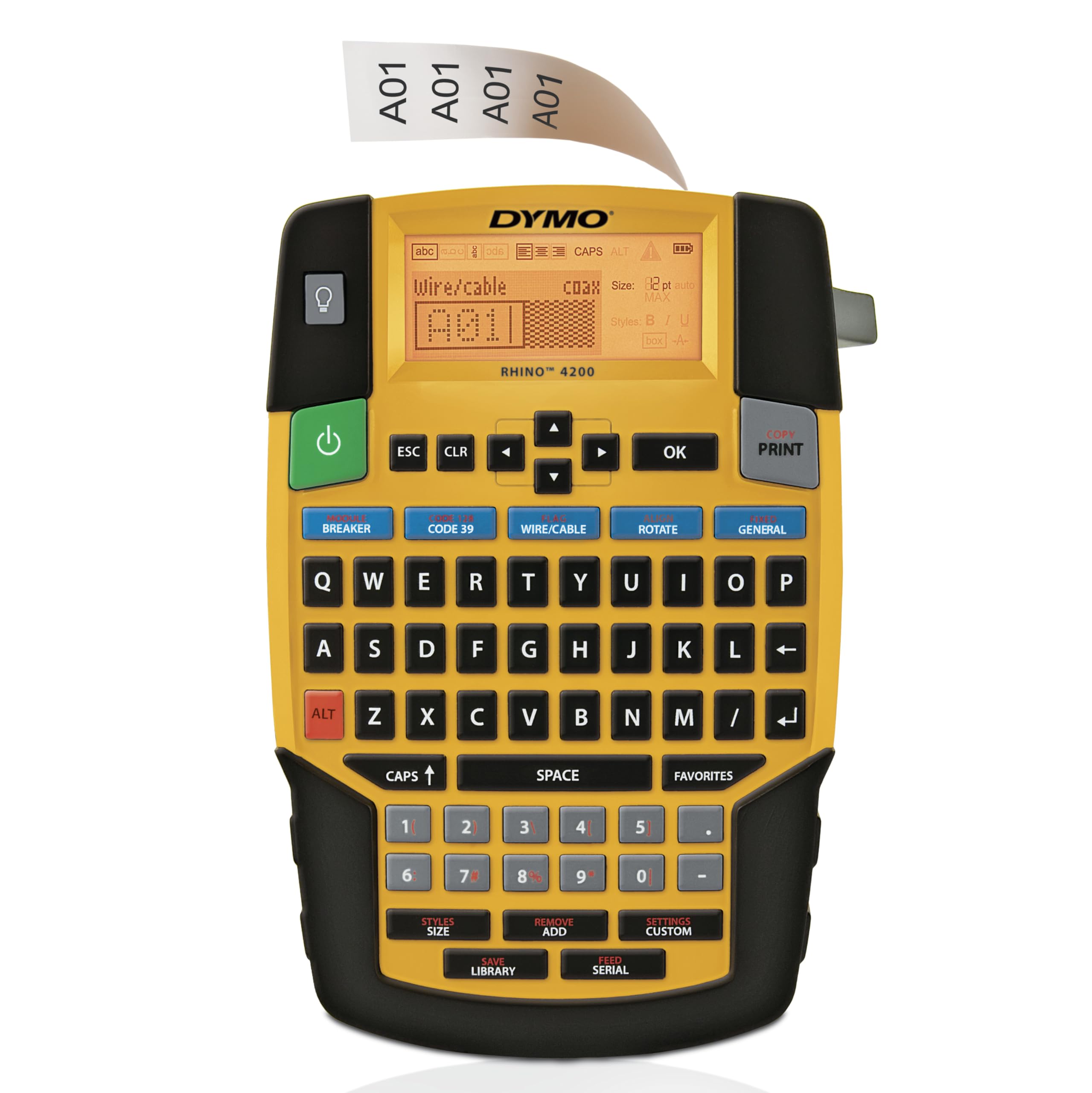 DYMO Rhino etichettatrice industriale multiuso kit con custodia QWERTY Giallo