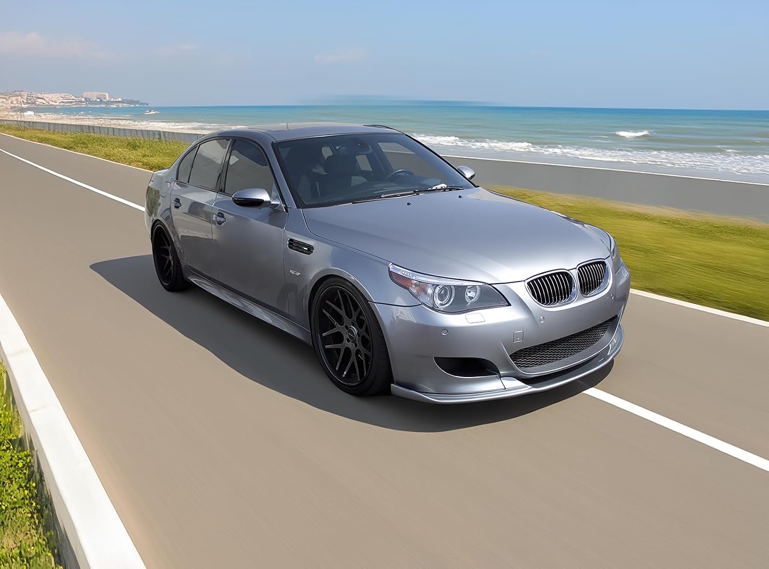 IKON MOTORSPORTS Front Bumper Lip Compatible With 2006-2010 BMW E60 M5 Black PU