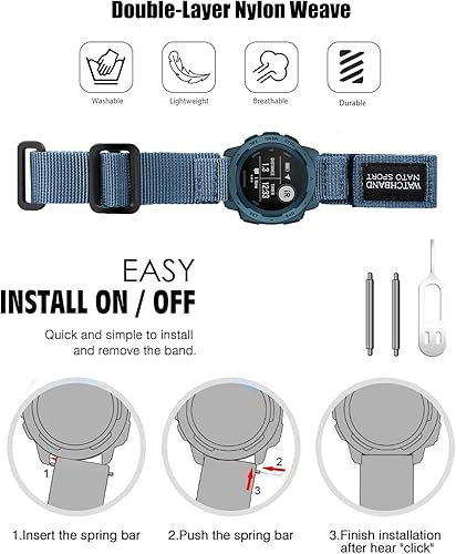 Miniatura 6 de Olytop Correas de reloj solares Garmin Instinct2 correa de reloj deportiva de nailon resistente para hombres y mujeres para instinto táctico