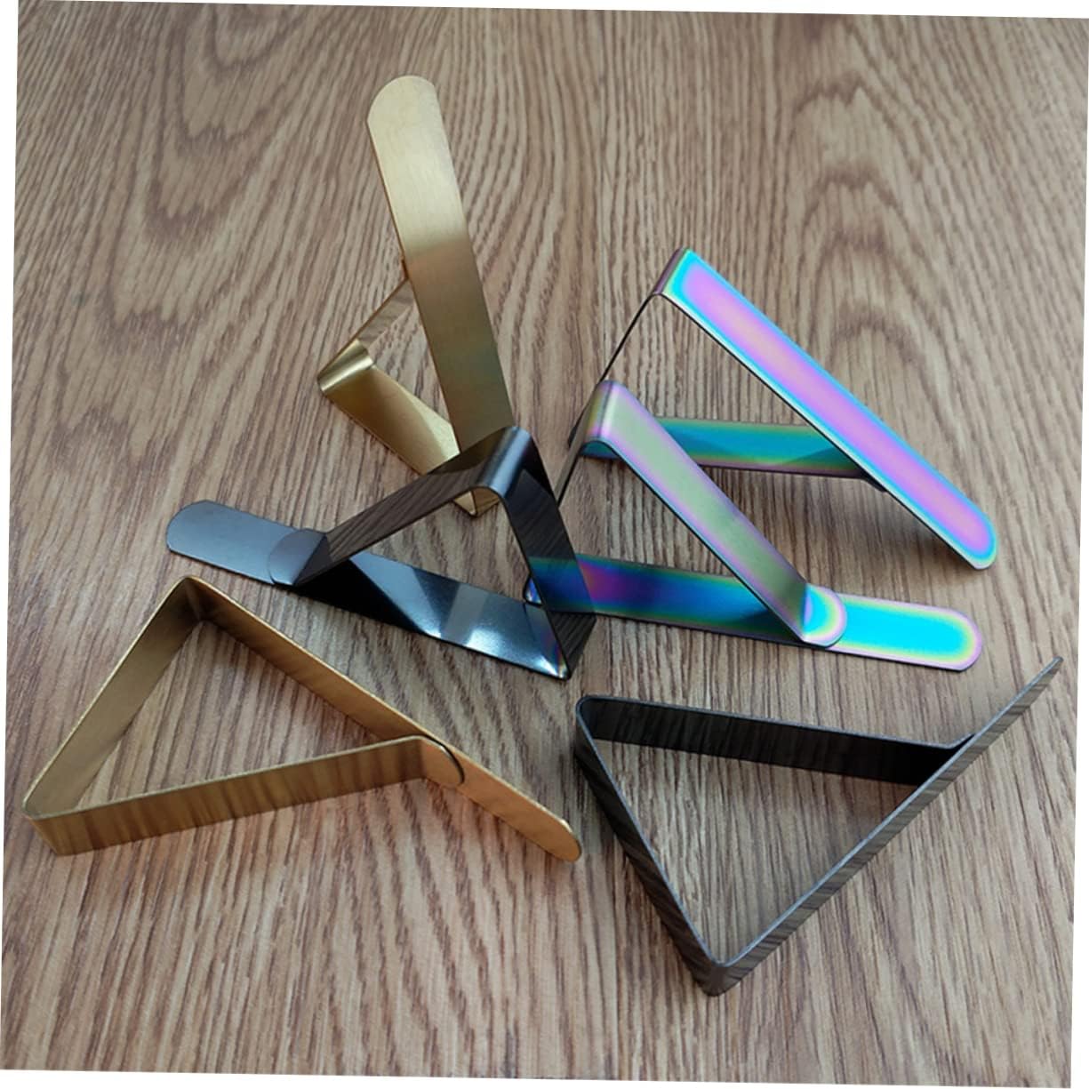 6Pcs Stainless Steel Triangle Tablecloth Holders for Dining Tables