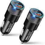 2-Pack Chargeur de voiture, 38W Adaptateur de chargeur de voiture USB-C+USB-A pour deux ports 12V USB C Adaptateur d'éclairage à cigarettes à charge rapide pour iPhone16e 16 15 Samsung S24, Pixel Cargador para Carro Prise de téléphone