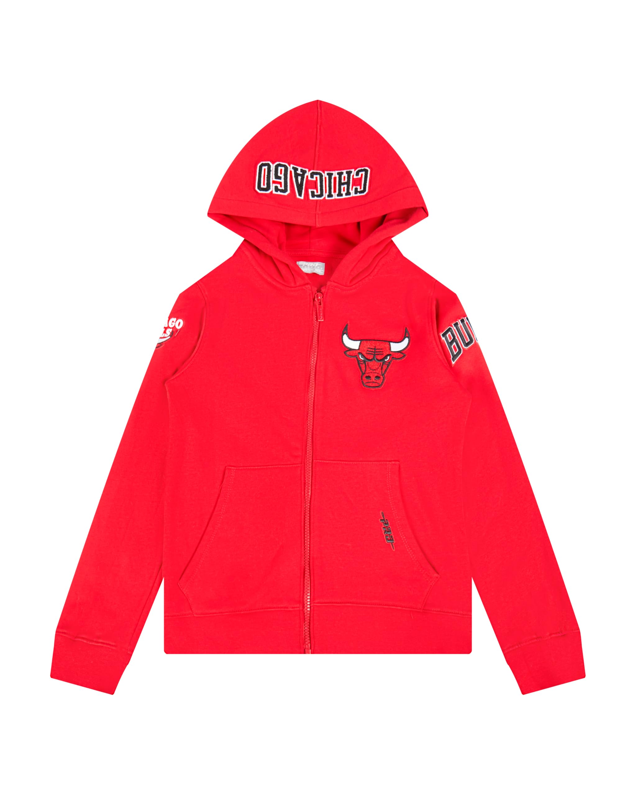 Pro Standard NBA Classic Chenille BB Fleece Full Zip Hoodie Felpa con Cappuccio, Rosso/Escursione, Tinta Unita (Getaway Solids), M Bambino