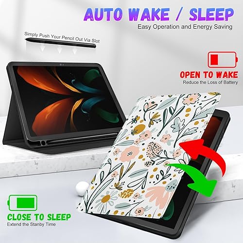 Miniatura 9 de Funda para Samsung Galaxy Tab A8 de 10.5 pulgadas para niños, niñas, folio para mujeres, diseño floral femenino, bonita, adolescente, floral, única,