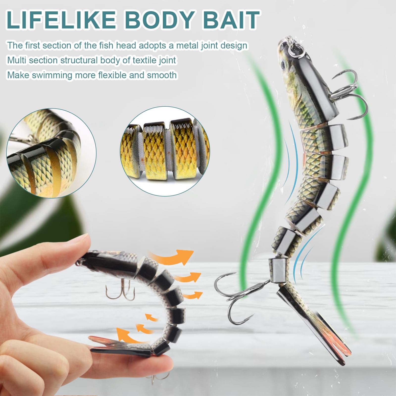 5 szt. Przynęty Wobbler na Szczupaka, Pstrąga, Okonia, Sandacza – Wielosegmentowa Pływająca Przynęta z Potrójnymi Haczykami 13,3 cm, Realistyczny Swimbait do Wody Słodkiej i Słonej z Pudełkiem
