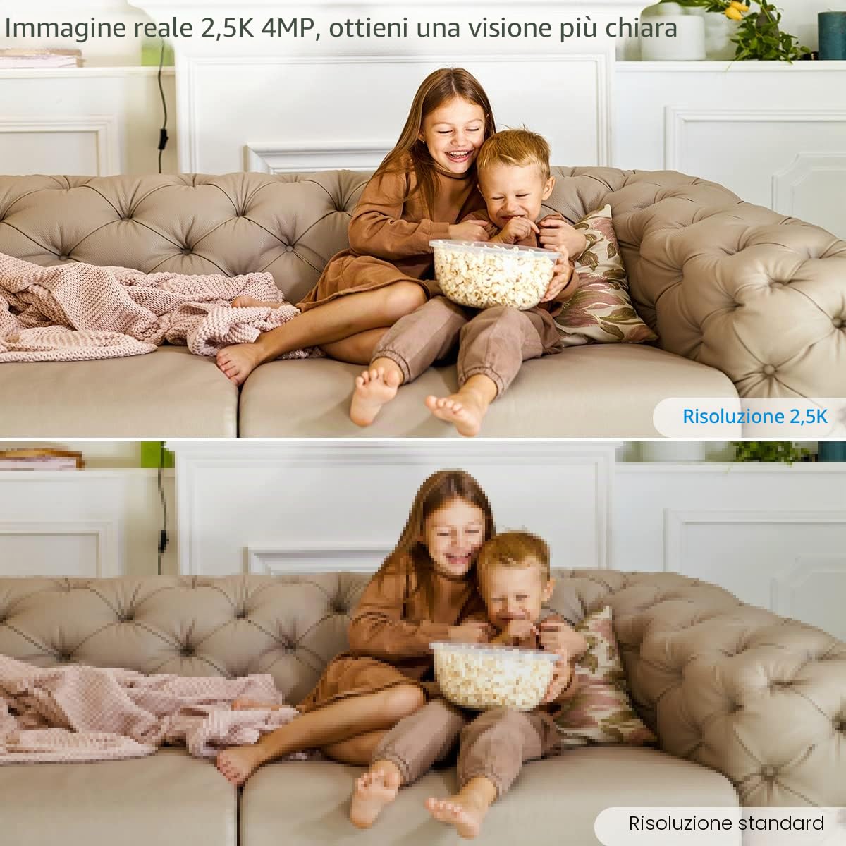 Ctronics 2.5K 4MP Telecamera Interno WiFi 2.4/5GHz, PC e Smartphone | PTZ 355°/120,8 Posizioni Preimpostate, Tracciamento Intelligente, Visione Notturna a Colori, Audio Bidirezionale, (2 Pezzi)