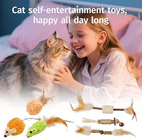 Miniatura 7 de Silvervine - Juguete de ratón de peluche con plumas de gato, hierba gatera natural para salud dental y dentición, palo masticable para uso en