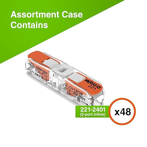 Miniatura 2 de WAGO 221-2401 - Paquete de 48 conectores de cable de empalme en línea, incluye (48x) 221-2401  Surtido de tuercas de palanca serie 221 con estuche