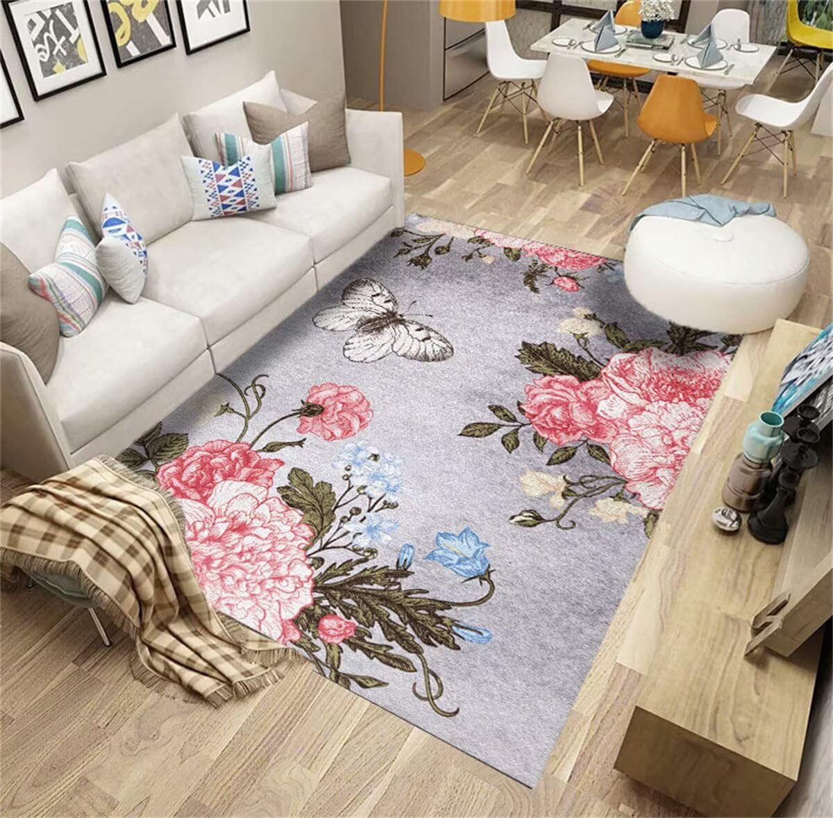 Tapis d entrée rose gris pour le hall de la chambre des filles
