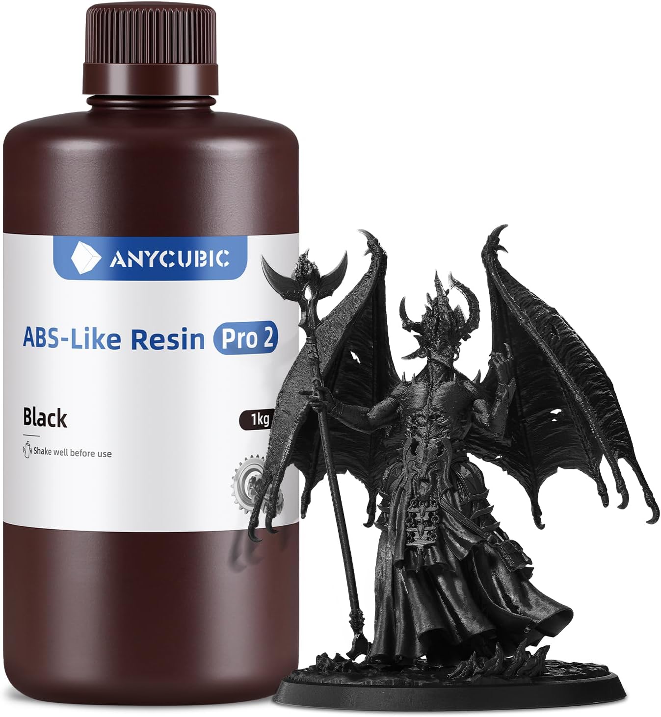 ANYCUBIC ABS-Like Resin Pro 2, 3D Printer Resin with Enhanced Strength and Toughness, High Precision and Minimal Shrinkage 3D Resin, Widely Compatible with All Resin 3D Printers(Black, 1kg)