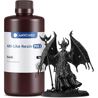 ANYCUBIC ABS-Like Resin Pro 2 3D Printer Resin with Increased Strength and Toughness High Precision and Low Shrinkage Wide Compatibility with All Resin 3D Printers Black 1000 g