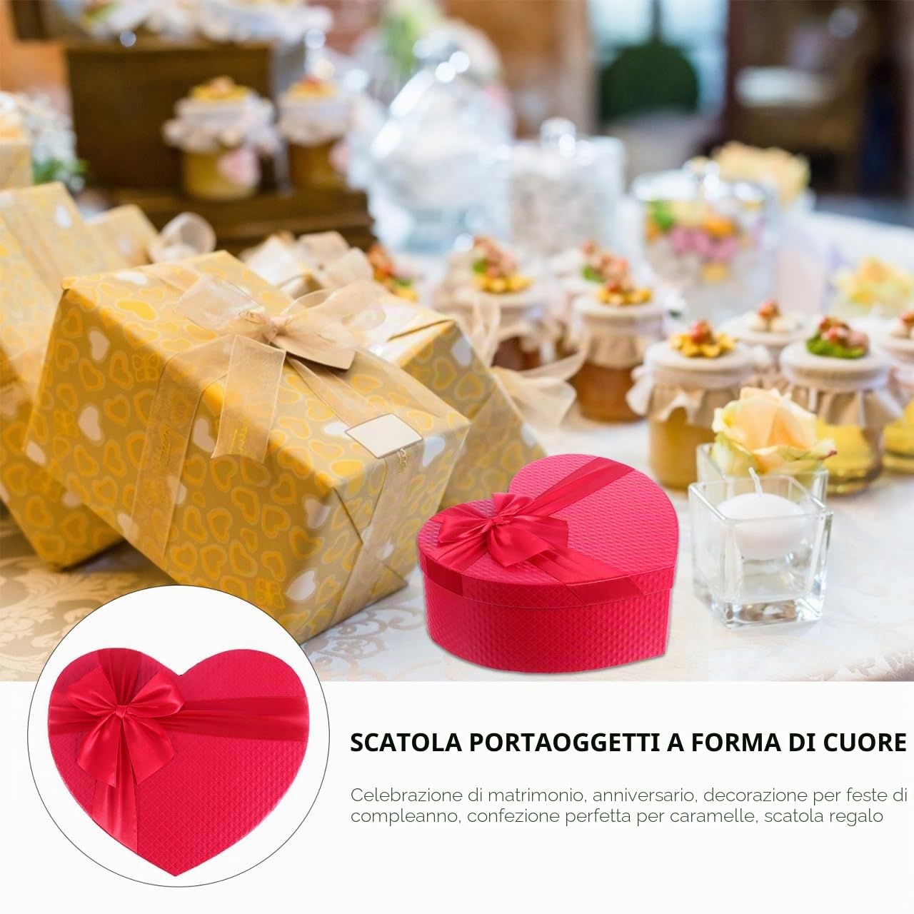 Bestonzon, scatola regalo per matrimonio, compleanno, scatola regalo, (rosso)