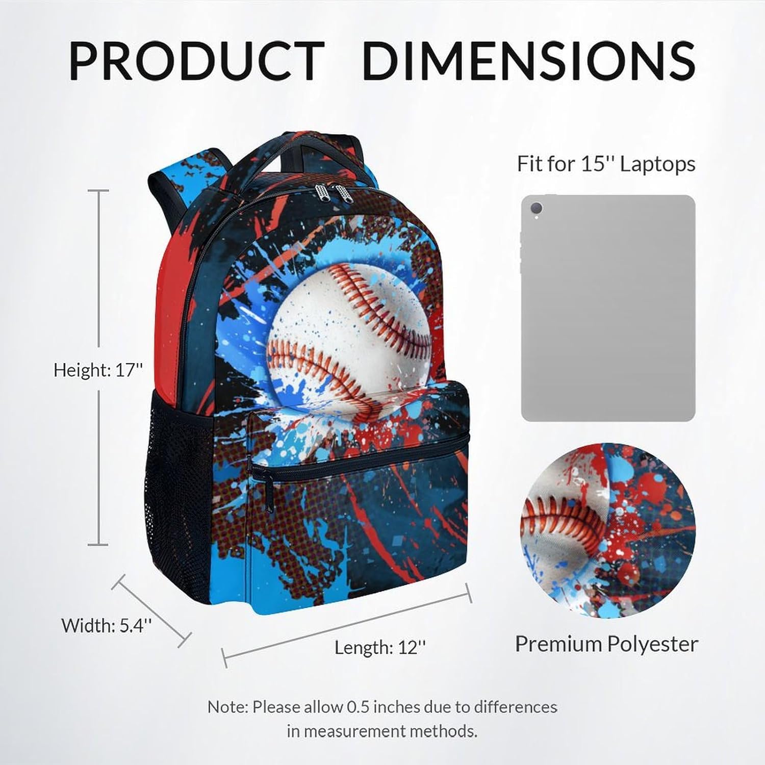 COZYAURA Backpack for Kids - Baseball Backpacks for School - 17 Inch Sports Bookbag for Boys Teens - Youth Back Pack for Elementary Middle School - Image 2