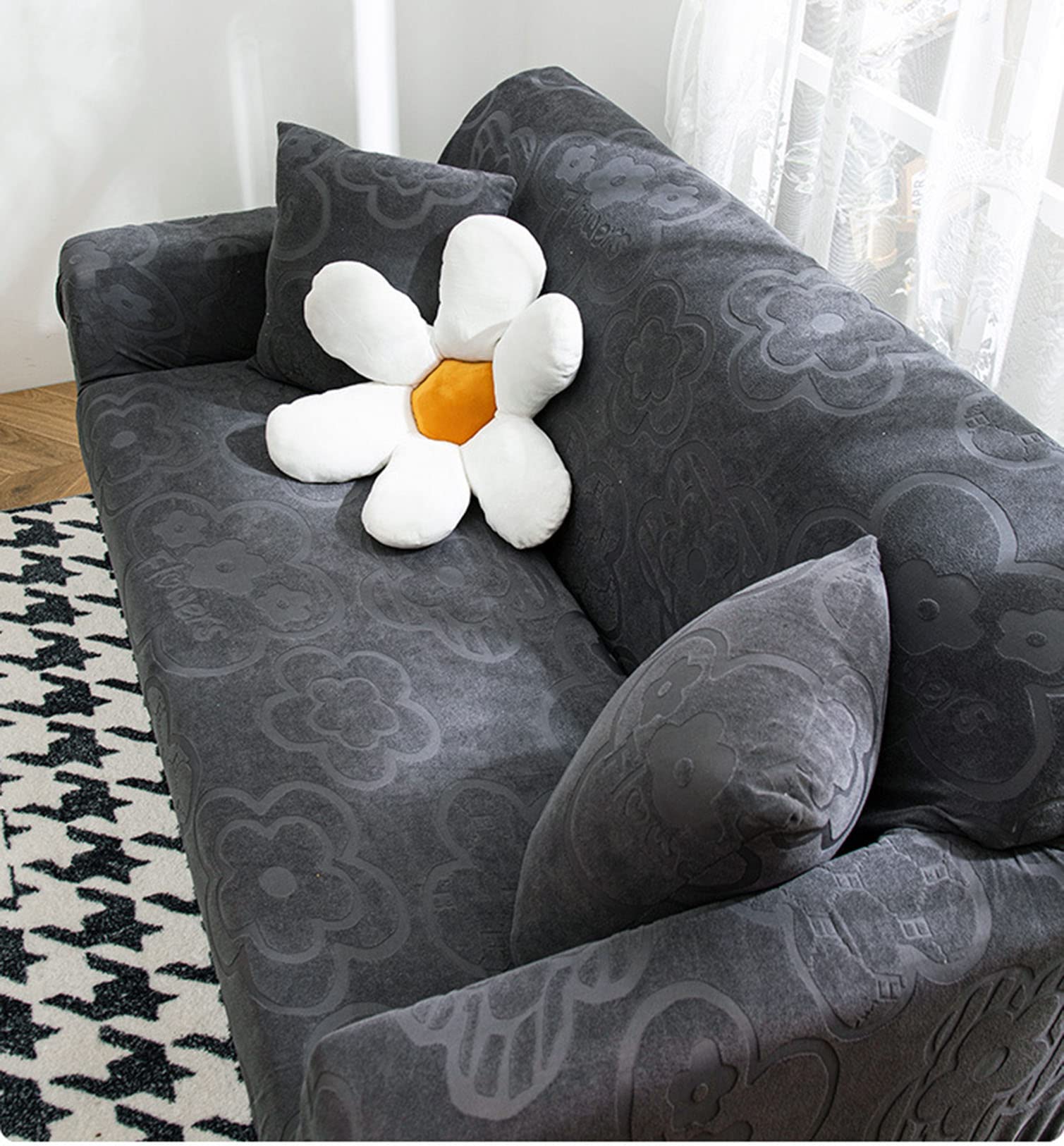 Housse de canapé jacquard 3D pour un salon familial chaleureux