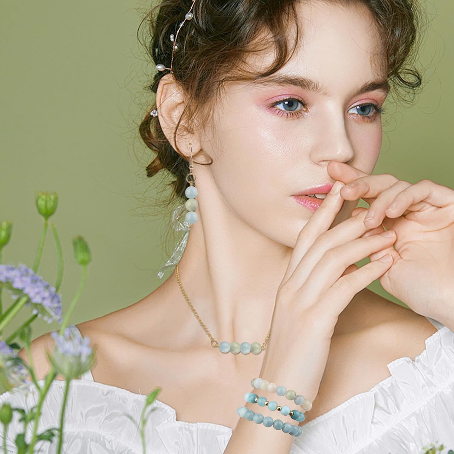 Xilitata 8mm Glass Beads for Jewelry Making,Crystal Beads Bracelets Making Kit Blue Beads Crafts DIY Beads 400pcs - Image 6