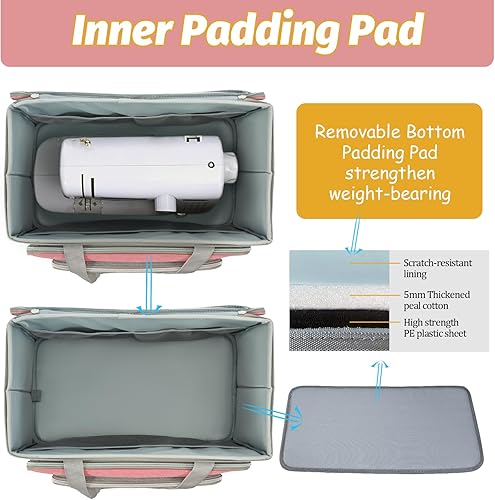 Miniatura 17 de FINESUN Estuche para máquina de coser con ruedas, plegable de lujo para máquina de coser para hermano, cantante, Janome y la mayoría de las Púrpura