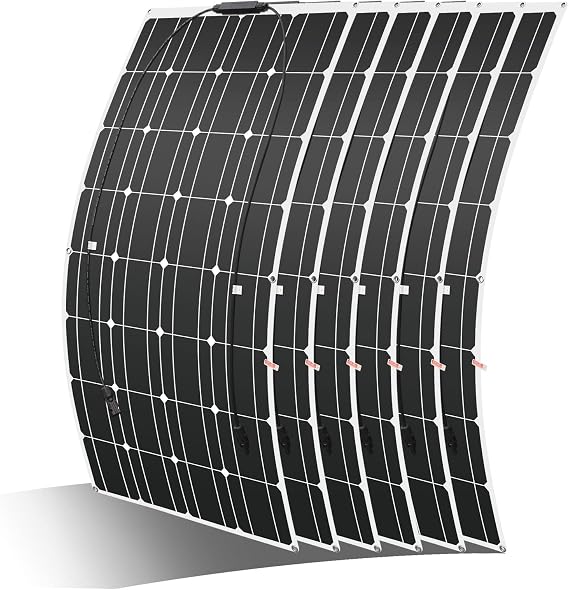 600W Solar Panel 12V Flexible Solar Panel 6pcs 100W Solar Panels Monocrystalline Suitable for Roofs, Caravans, Boats, Solar Panels 600W