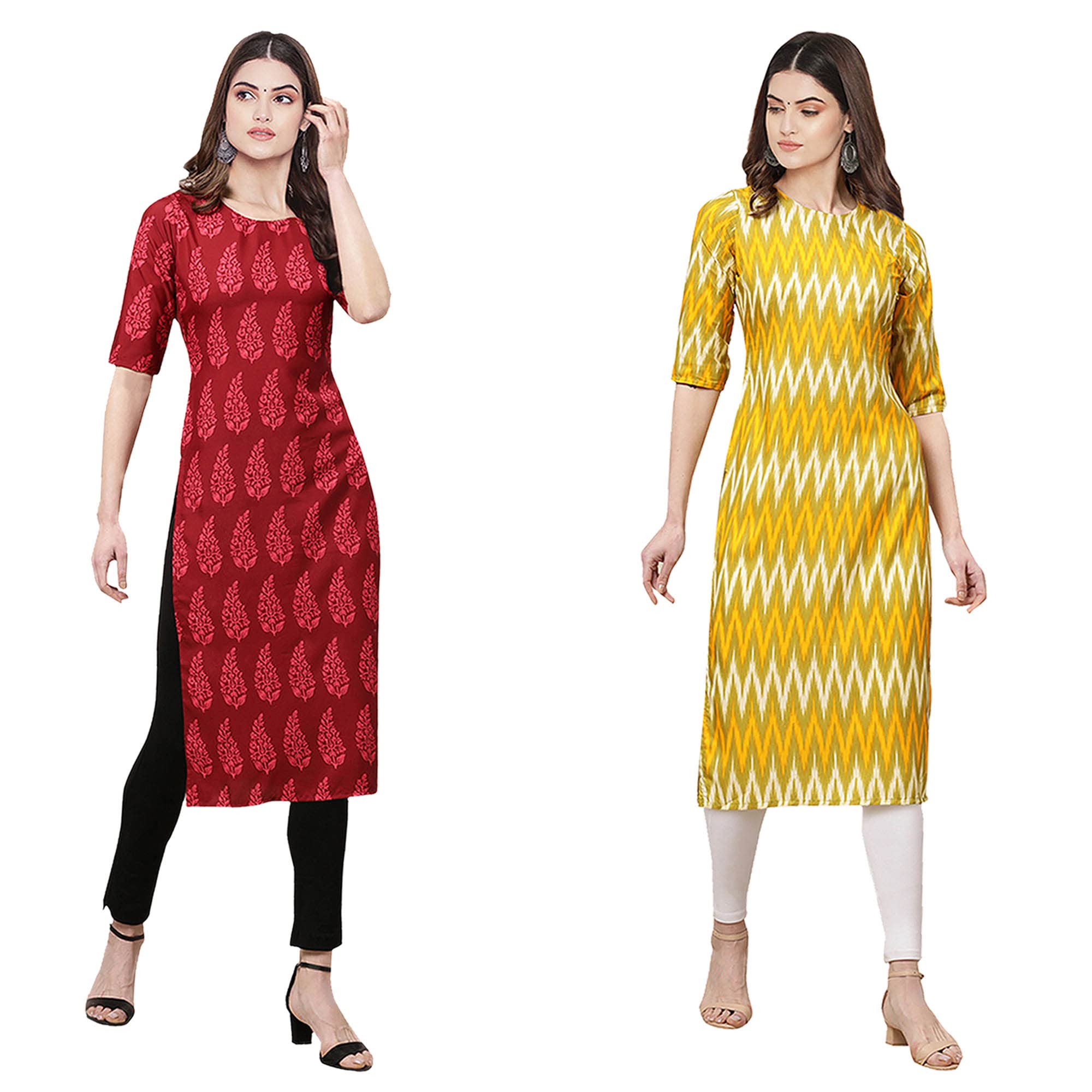 Pinkmint Women's Crepe Digital Print Straight Kurta [Pack Of 2] (Ccx-337-329-Xxl)