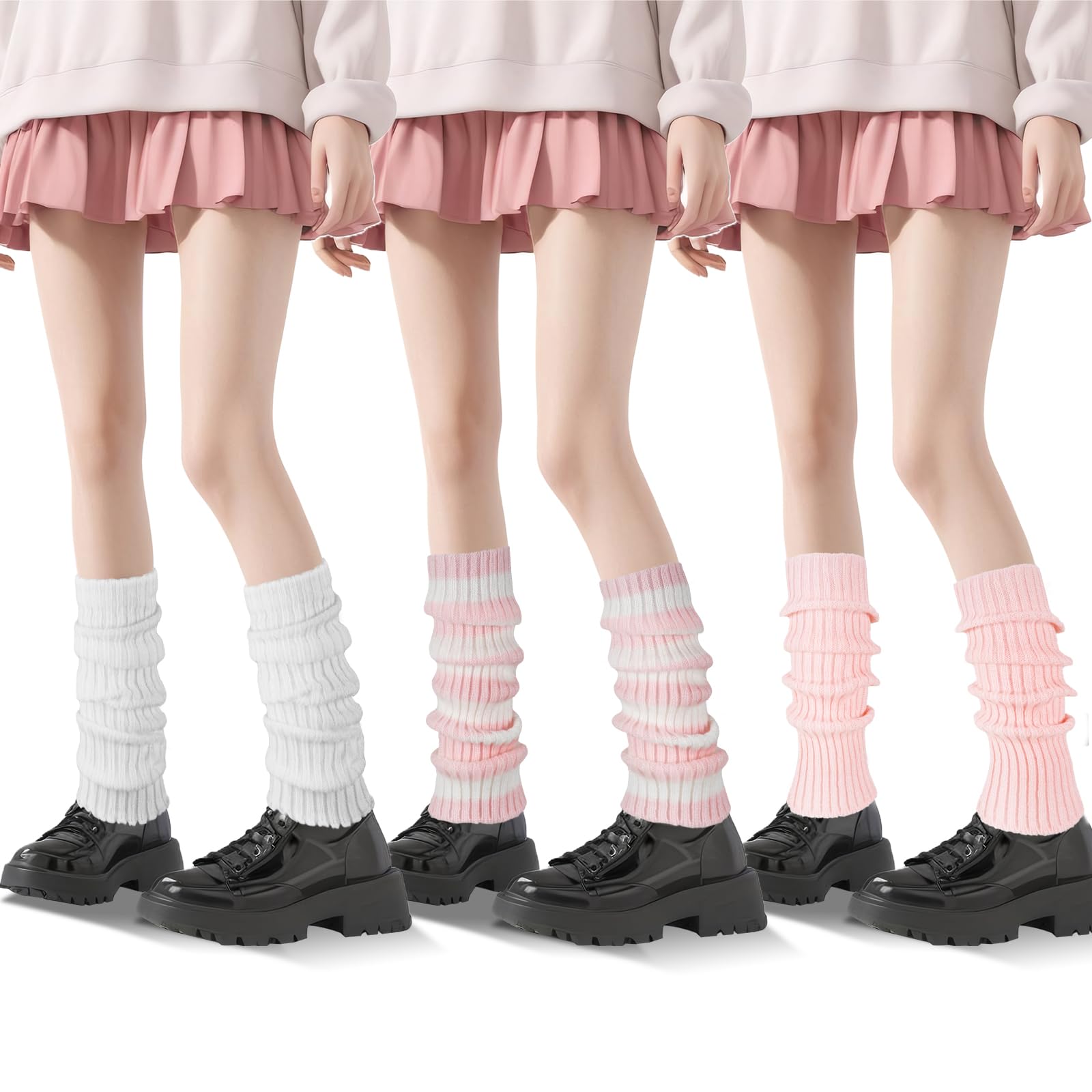 3 Pairs Leg Warmers for Women 80s 90s Fashion Knit Leg Warmer Socks for Party Dance Sports