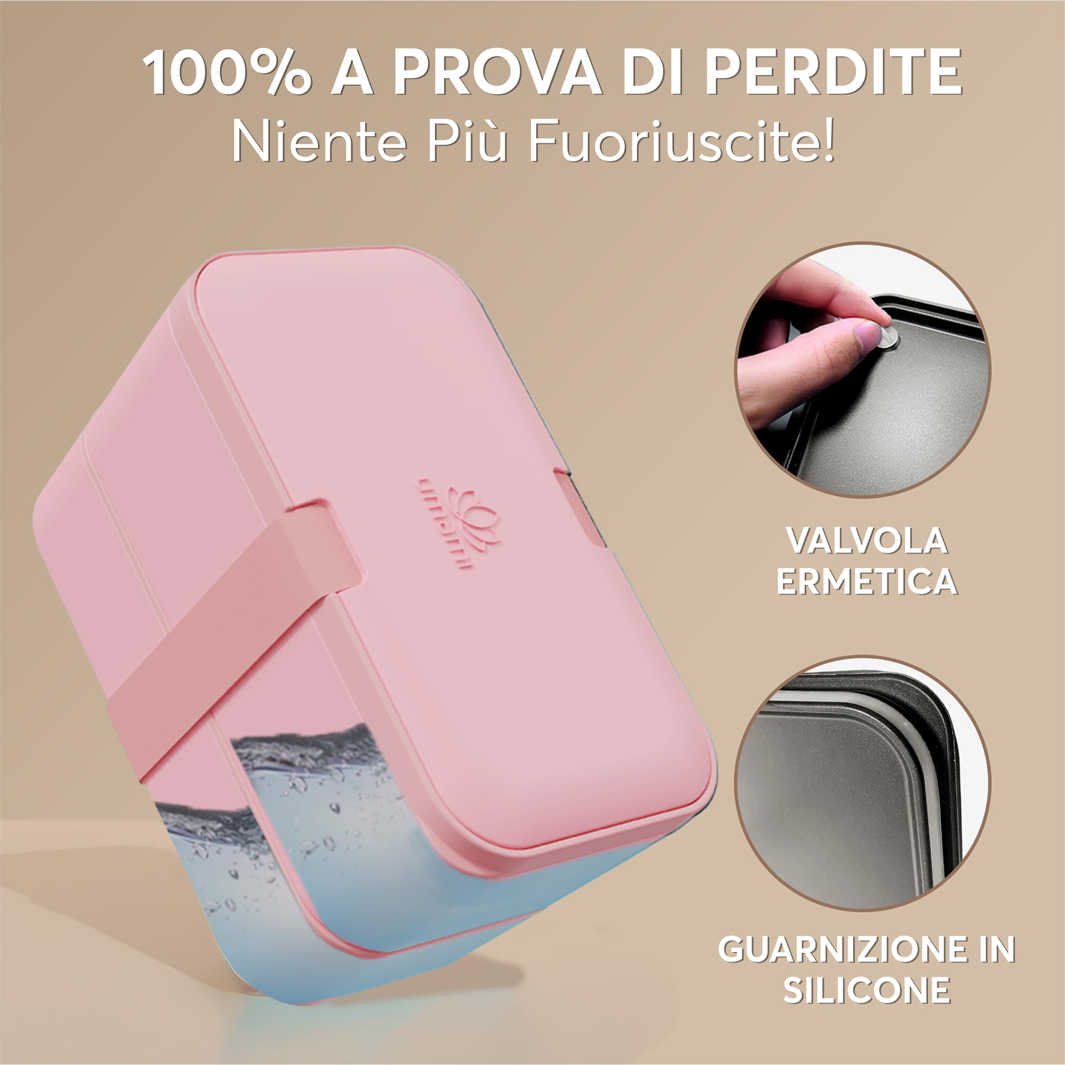 Umami Lunch Box 1200ml Turchese: Porta Pranzo Ermetico 4 Scomparti Con Posate E Saliere, Microonde E Lavastoviglie - 5