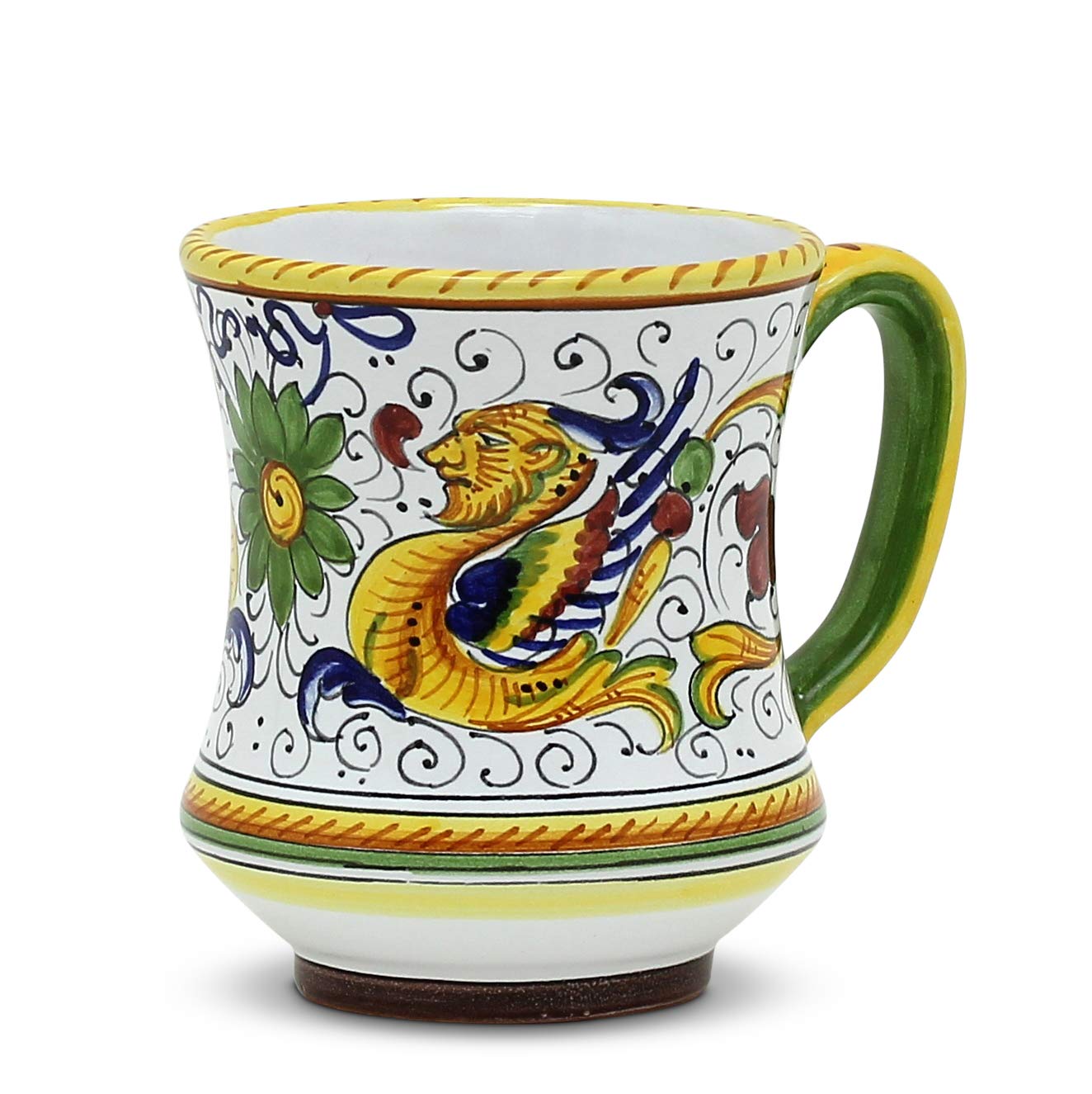 RAFFAELLESCO DELUXE: Concave Deluxe Large Mug (16 Oz) [0575/L-RAF] ~ Authentic hand painted in Deruta, Italy. Original design. Shipped from the USA with Certificate of Authenticity.