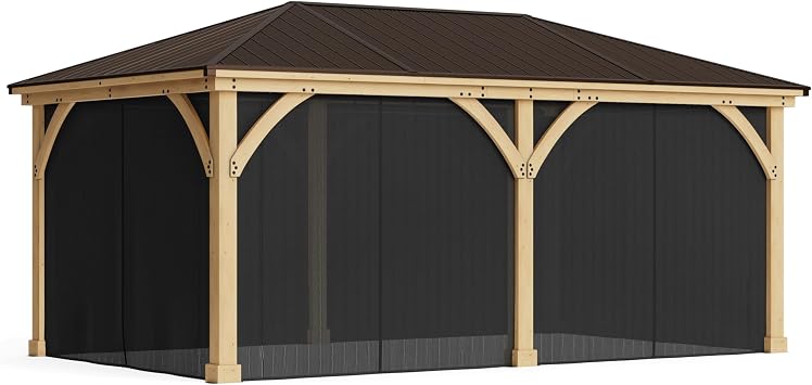 Yardistry 12 x 20 Meridian Gazebo Mesh Kit with 4 Mesh Panels, fits 12x20 Meridian Gazebo, Black