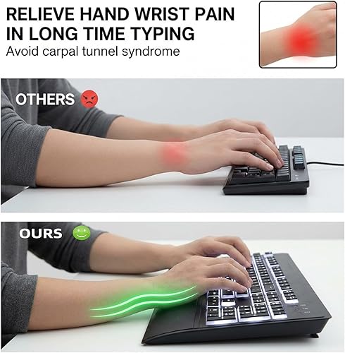 Miniatura 3 de Teclado de impresión grande para personas mayores, teclas negras de alto contraste, retroiluminación blanca con cubierta, USB 104 con cable, tamaño