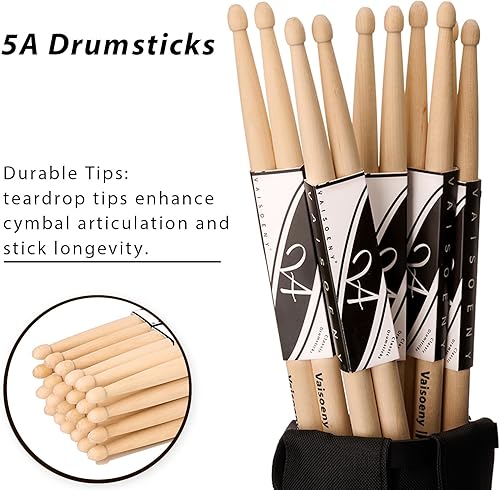 Miniatura 3 de Baquetas de batería 5A para adultos, 12 pares de baquetas clásicas de madera de arce para niños, accesorios de percusión de instrumentos musicales