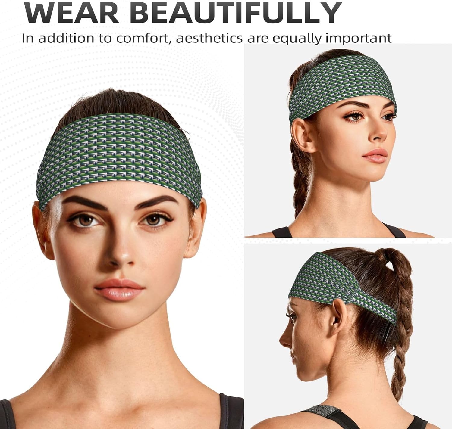 Soccer Ball Print Elastic Headband Breathable Workout Hair Band Running Cycling Outdoor Activities