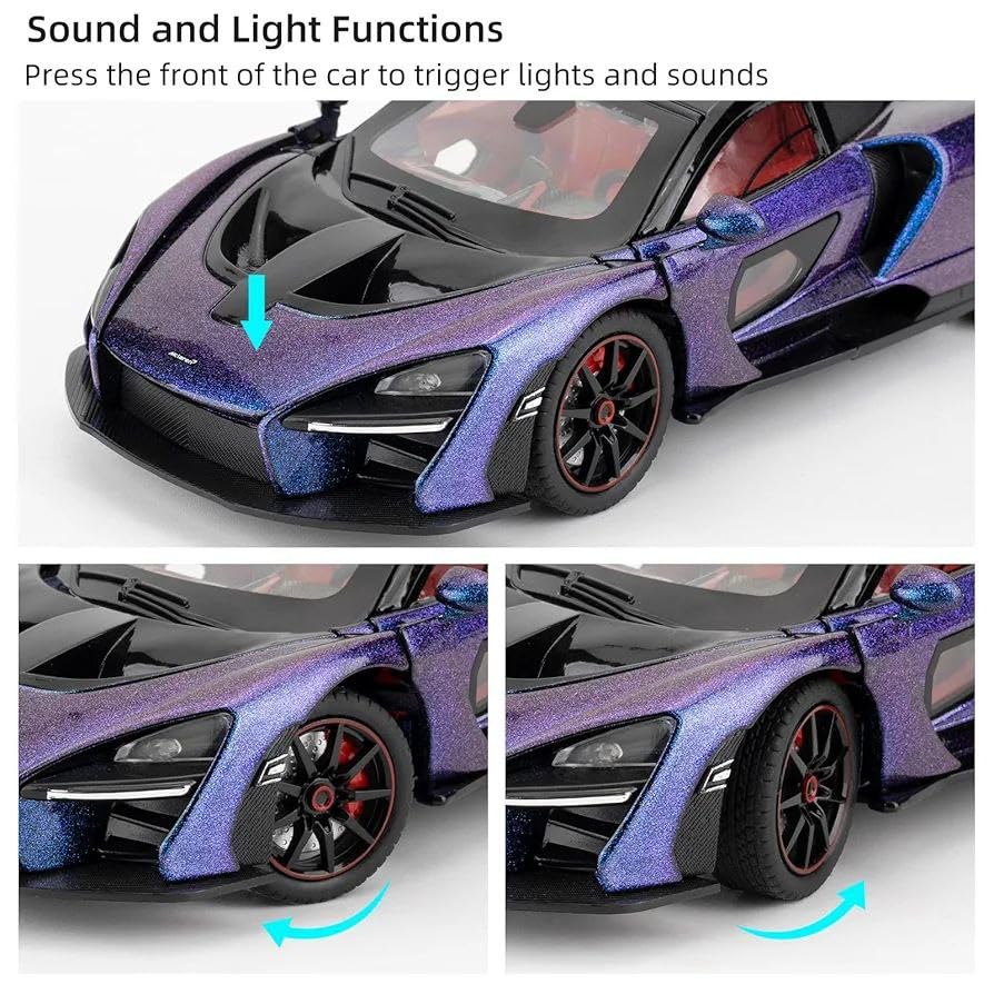 Image of 1:24 Maclaren Senna Sports Model Exclusive Alloy Diecast Pull Back Toy car with Openable Doors & Light Music Toys for Kids Boy Girl Gift (1:24 Maclaren Senna -Purple)