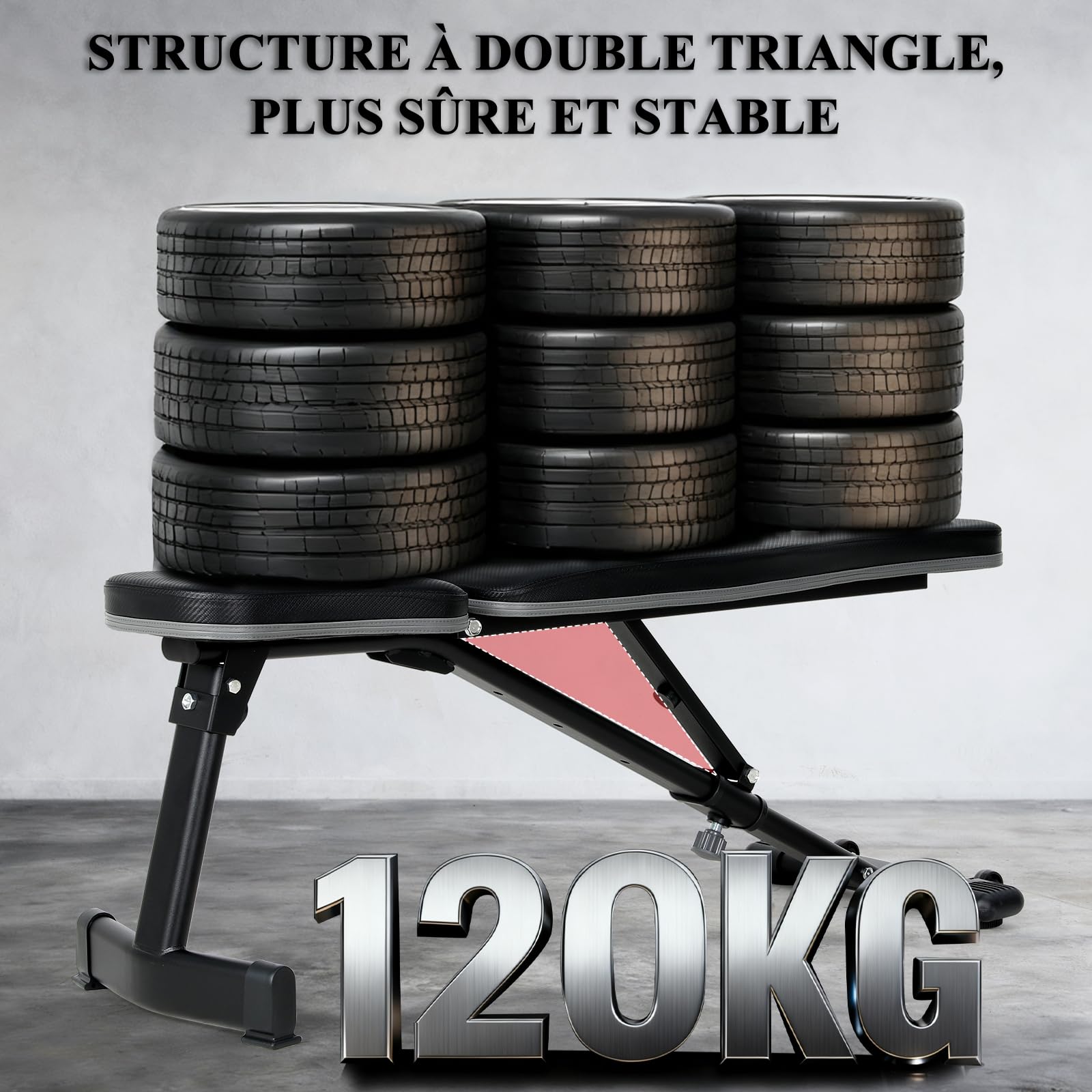 ISE Banc Musculation Pliable Complet Inclinable, Banc de Musculation Complet Pliable Multifonction, Banc Abdominaux&Bancs de Musculation 6 Positions Réglable(-25°-100°), Bench Musculation/Banc Muscu