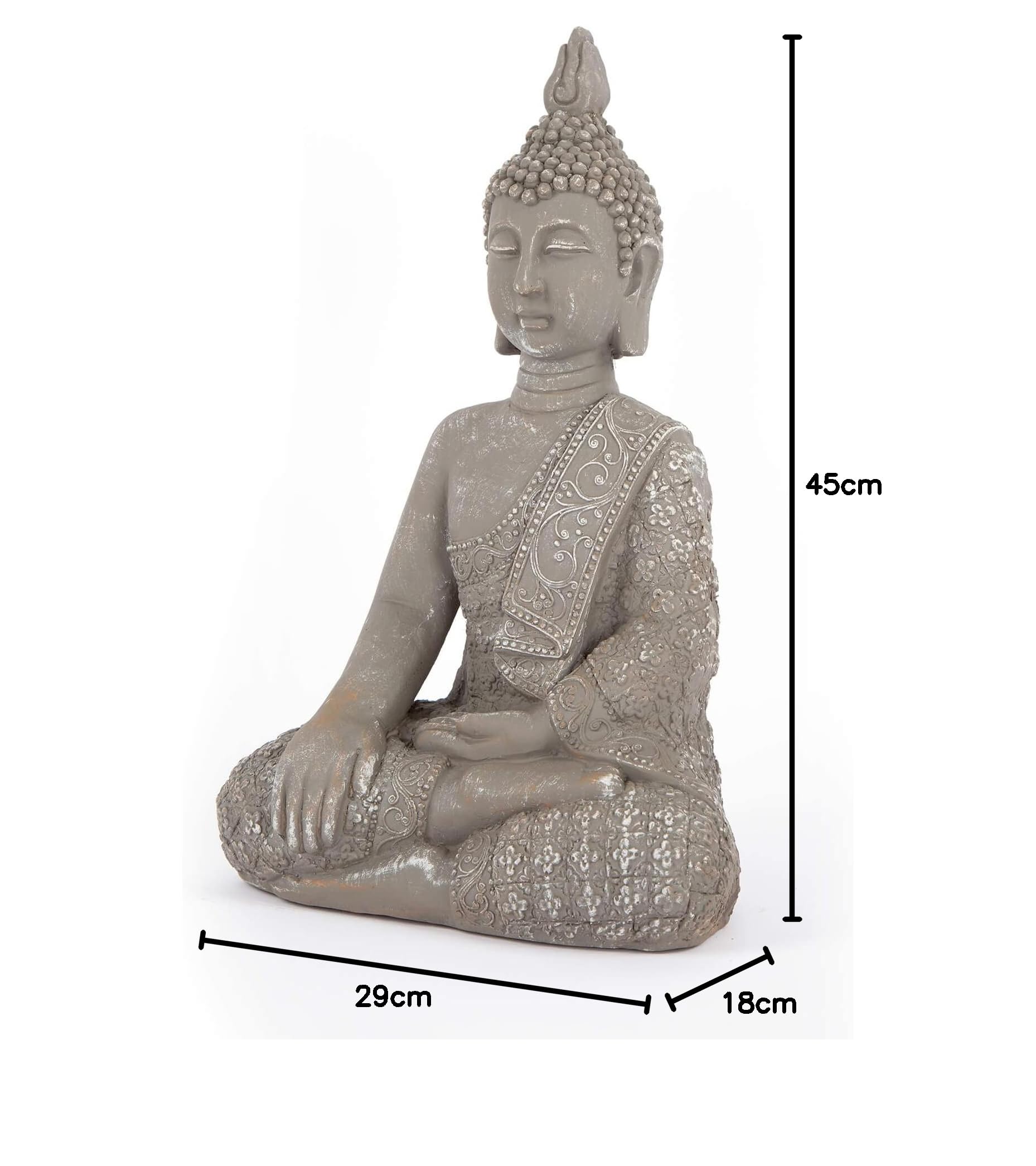 Statua di Buddha Feng Shui Grande 45cm Pietra Artificiale Imitazione Calcestruzzo