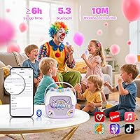 Vista 2 de Mini máquina de karaoke para niñas: altavoces Bluetooth portátiles de unicornio con 2 micrófonos inalámbricos, juguetes para niñas de 4 a 9 años