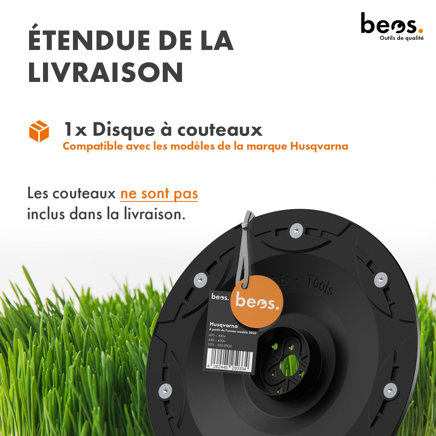 BEOS Disque de Coupe amélioré pour Tondeuse Robot Premium - Disque de Coupe renforcé de Fibre de Verre pour 7 Lames - Husqvarna 315x|420|440|430x|450x|520 EPOS|550 - Ø 222 mm